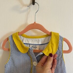 Mini Boden Blue Striped Dress with Peter Pan collar